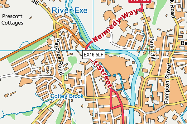 EX16 5LF map - OS VectorMap District (Ordnance Survey) EX16 5LF map - OS VectorMap District (Ordnance Survey)
