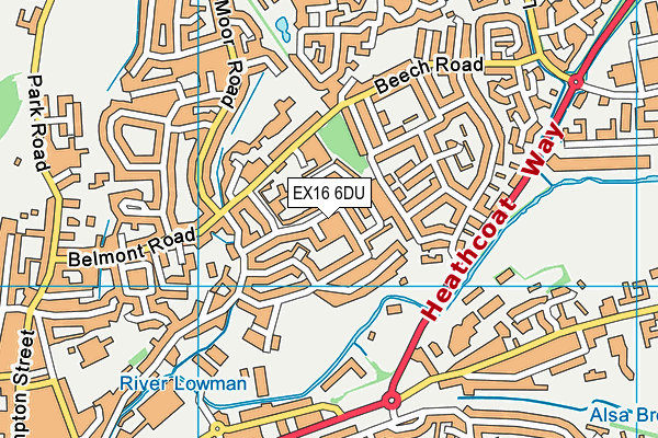 EX16 6DU map - OS VectorMap District (Ordnance Survey) EX16 6DU map - OS VectorMap District (Ordnance Survey)