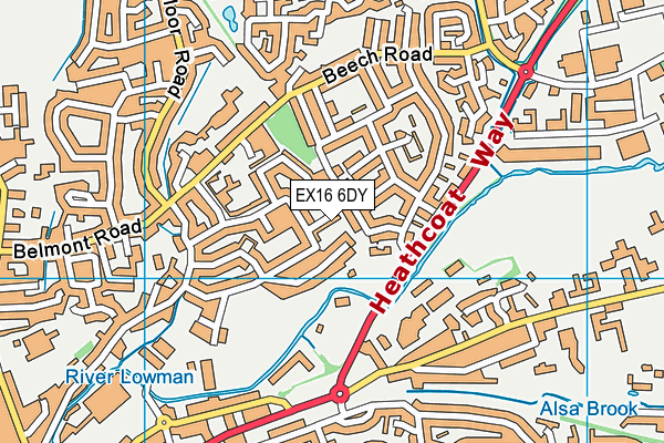 EX16 6DY map - OS VectorMap District (Ordnance Survey) EX16 6DY map - OS VectorMap District (Ordnance Survey)