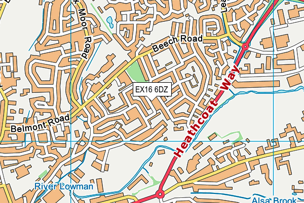 EX16 6DZ map - OS VectorMap District (Ordnance Survey) EX16 6DZ map - OS VectorMap District (Ordnance Survey)