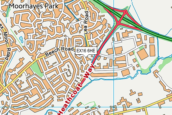EX16 6HE map - OS VectorMap District (Ordnance Survey)