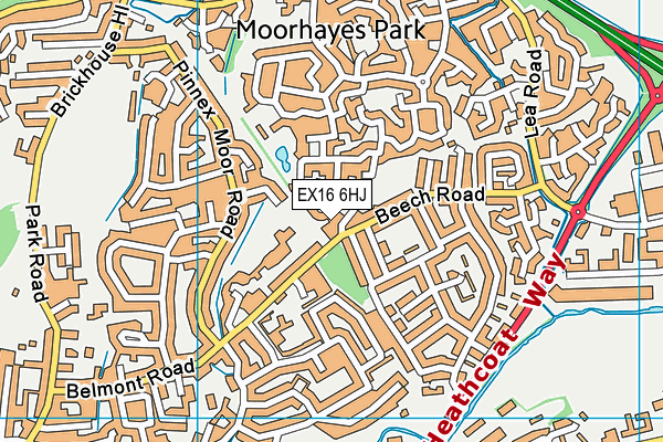 EX16 6HJ map - OS VectorMap District (Ordnance Survey) EX16 6HJ map - OS VectorMap District (Ordnance Survey)
