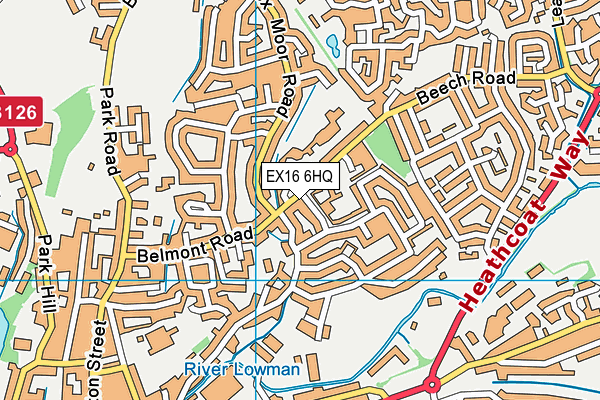 EX16 6HQ map - OS VectorMap District (Ordnance Survey) EX16 6HQ map - OS VectorMap District (Ordnance Survey)
