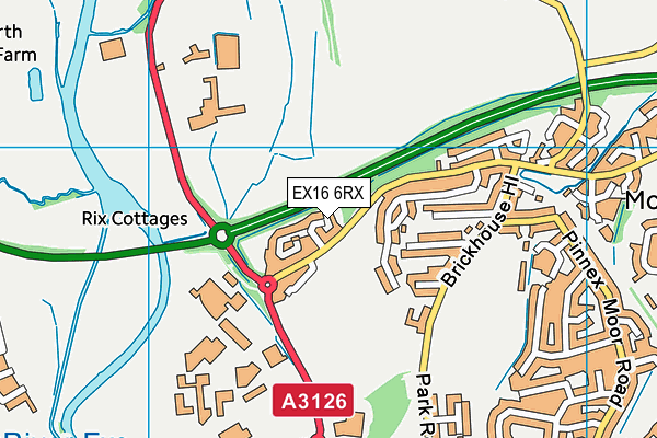 EX16 6RX map - OS VectorMap District (Ordnance Survey)
