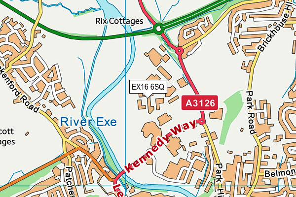 EX16 6SQ map - OS VectorMap District (Ordnance Survey)