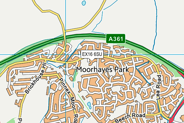 EX16 6SU map - OS VectorMap District (Ordnance Survey) EX16 6SU map - OS VectorMap District (Ordnance Survey)