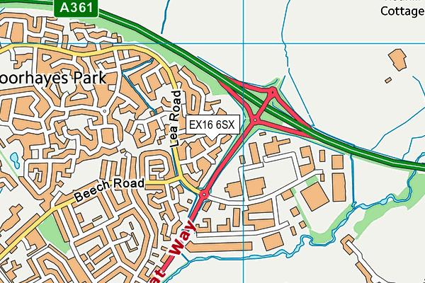 EX16 6SX map - OS VectorMap District (Ordnance Survey) EX16 6SX map - OS VectorMap District (Ordnance Survey)