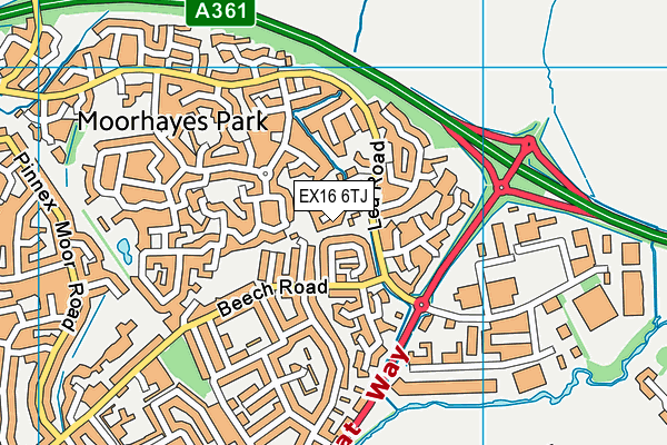 EX16 6TJ map - OS VectorMap District (Ordnance Survey) EX16 6TJ map - OS VectorMap District (Ordnance Survey)
