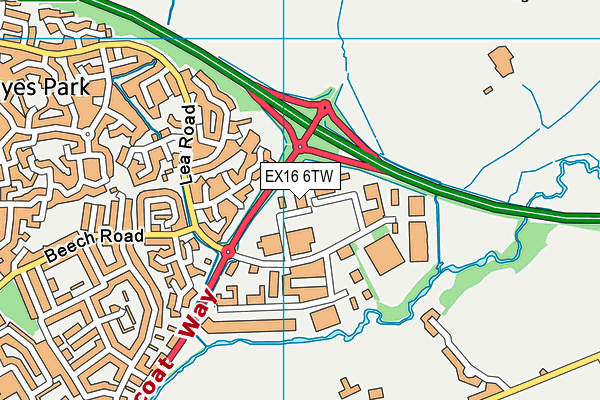 EX16 6TW map - OS VectorMap District (Ordnance Survey) EX16 6TW map - OS VectorMap District (Ordnance Survey)