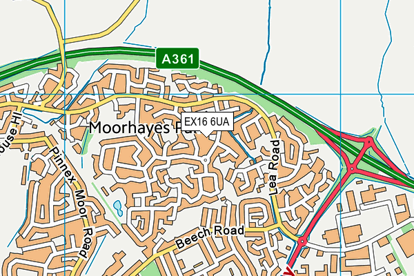 EX16 6UA map - OS VectorMap District (Ordnance Survey) EX16 6UA map - OS VectorMap District (Ordnance Survey)