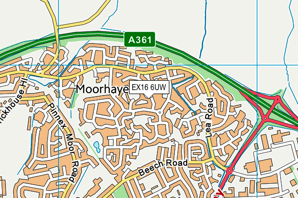 EX16 6UW map - OS VectorMap District (Ordnance Survey)