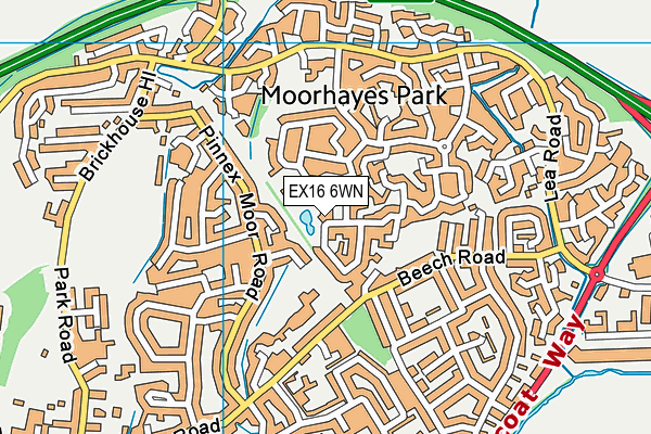 EX16 6WN map - OS VectorMap District (Ordnance Survey) EX16 6WN map - OS VectorMap District (Ordnance Survey)