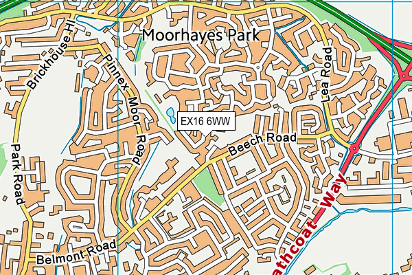 EX16 6WW map - OS VectorMap District (Ordnance Survey)