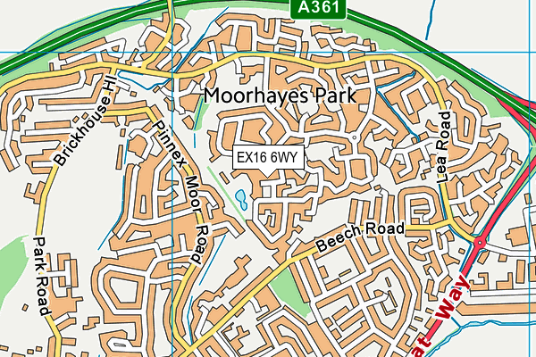 EX16 6WY map - OS VectorMap District (Ordnance Survey) EX16 6WY map - OS VectorMap District (Ordnance Survey)