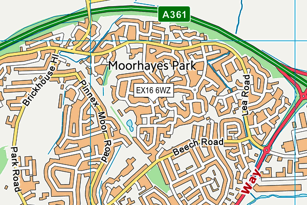 EX16 6WZ map - OS VectorMap District (Ordnance Survey) EX16 6WZ map - OS VectorMap District (Ordnance Survey)