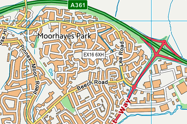 EX16 6XH map - OS VectorMap District (Ordnance Survey) EX16 6XH map - OS VectorMap District (Ordnance Survey)