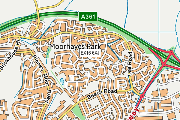 EX16 6XJ map - OS VectorMap District (Ordnance Survey) EX16 6XJ map - OS VectorMap District (Ordnance Survey)