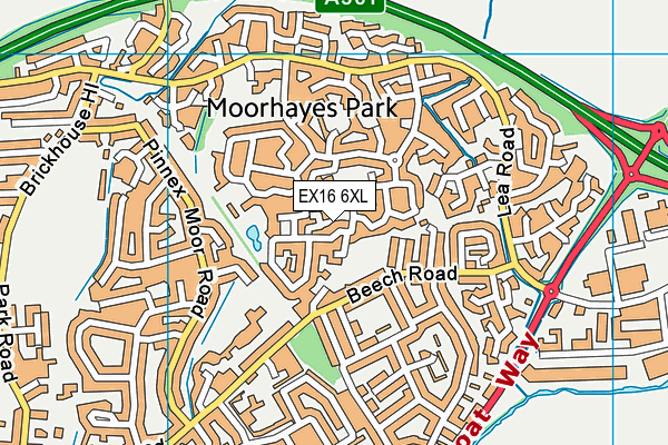 EX16 6XL map - OS VectorMap District (Ordnance Survey) EX16 6XL map - OS VectorMap District (Ordnance Survey)