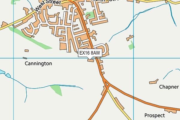 EX16 8AW map - OS VectorMap District (Ordnance Survey) EX16 8AW map - OS VectorMap District (Ordnance Survey)