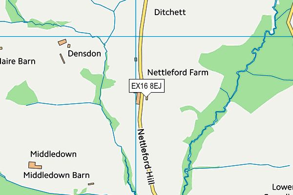 EX16 8EJ map - OS VectorMap District (Ordnance Survey)