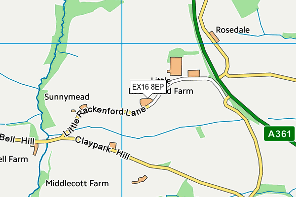 EX16 8EP map - OS VectorMap District (Ordnance Survey) EX16 8EP map - OS VectorMap District (Ordnance Survey)