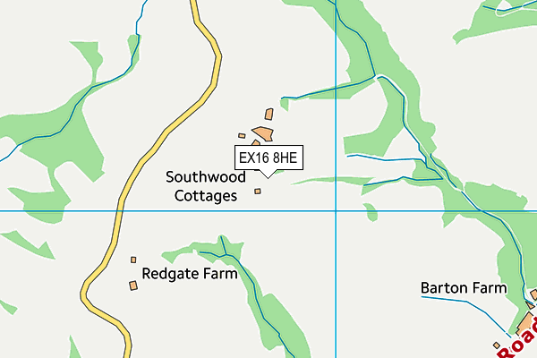 EX16 8HE map - OS VectorMap District (Ordnance Survey) EX16 8HE map - OS VectorMap District (Ordnance Survey)