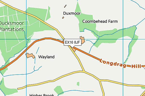 EX16 8JF map - OS VectorMap District (Ordnance Survey) EX16 8JF map - OS VectorMap District (Ordnance Survey)