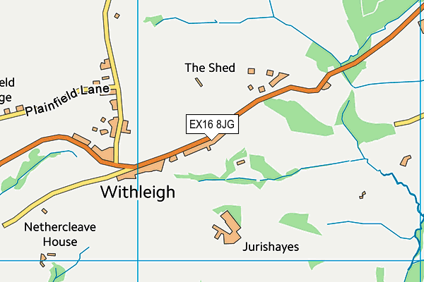 EX16 8JG map - OS VectorMap District (Ordnance Survey) EX16 8JG map - OS VectorMap District (Ordnance Survey)