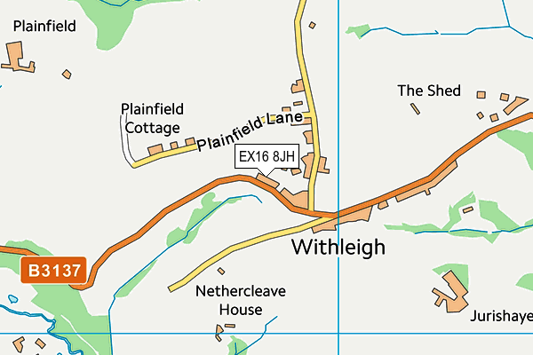 EX16 8JH map - OS VectorMap District (Ordnance Survey) EX16 8JH map - OS VectorMap District (Ordnance Survey)