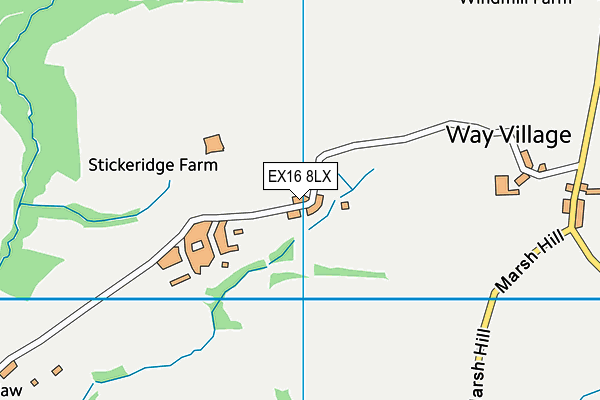 EX16 8LX map - OS VectorMap District (Ordnance Survey) EX16 8LX map - OS VectorMap District (Ordnance Survey)