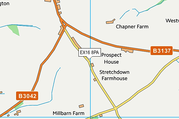 EX16 8PA map - OS VectorMap District (Ordnance Survey)