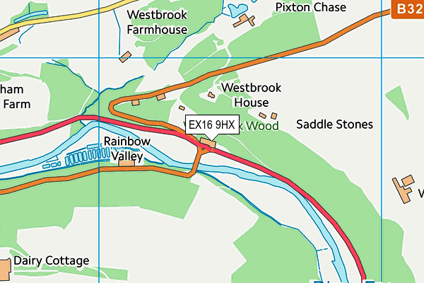 EX16 9HX map - OS VectorMap District (Ordnance Survey) EX16 9HX map - OS VectorMap District (Ordnance Survey)
