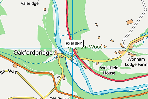 EX16 9HZ map - OS VectorMap District (Ordnance Survey)