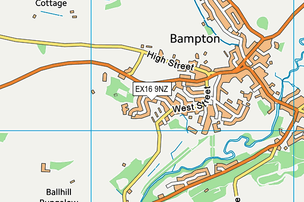EX16 9NZ map - OS VectorMap District (Ordnance Survey) EX16 9NZ map - OS VectorMap District (Ordnance Survey)