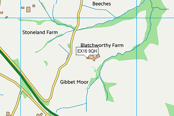EX16 9QH map - OS VectorMap District (Ordnance Survey) EX16 9QH map - OS VectorMap District (Ordnance Survey)