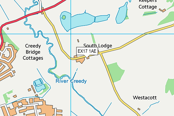 EX17 1AE map - OS VectorMap District (Ordnance Survey) EX17 1AE map - OS VectorMap District (Ordnance Survey)