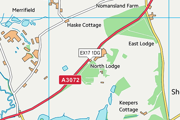 EX17 1DG map - OS VectorMap District (Ordnance Survey)