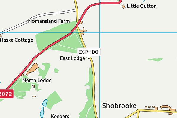 EX17 1DQ map - OS VectorMap District (Ordnance Survey)