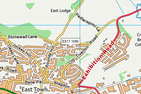 EX17 1HW map - OS VectorMap District (Ordnance Survey)
