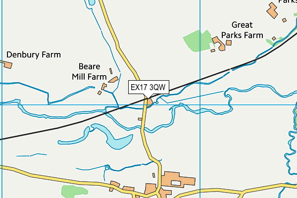 EX17 3QW map - OS VectorMap District (Ordnance Survey) EX17 3QW map - OS VectorMap District (Ordnance Survey)
