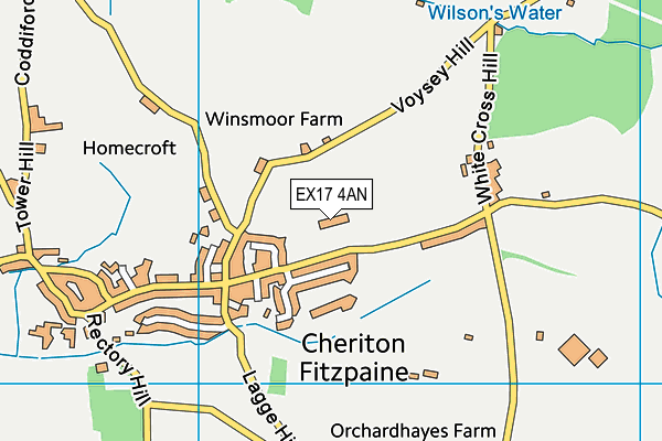 EX17 4AN map - OS VectorMap District (Ordnance Survey) EX17 4AN map - OS VectorMap District (Ordnance Survey)