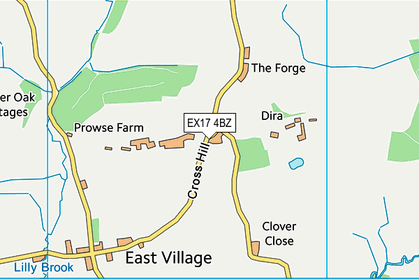 EX17 4BZ map - OS VectorMap District (Ordnance Survey) EX17 4BZ map - OS VectorMap District (Ordnance Survey)