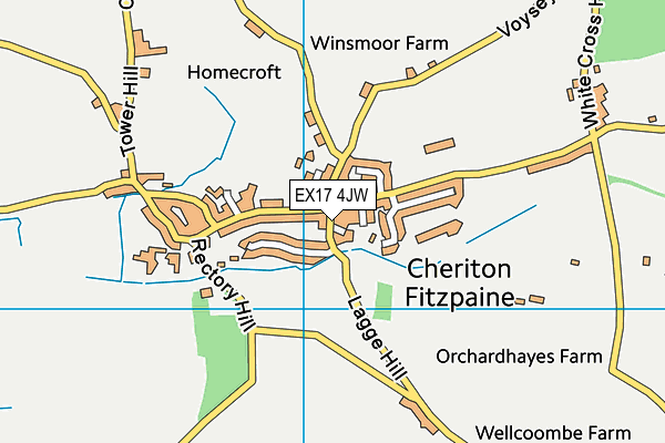 EX17 4JW map - OS VectorMap District (Ordnance Survey) EX17 4JW map - OS VectorMap District (Ordnance Survey)