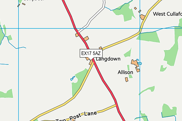 EX17 5AZ map - OS VectorMap District (Ordnance Survey) EX17 5AZ map - OS VectorMap District (Ordnance Survey)