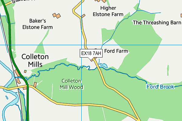 EX18 7AH map - OS VectorMap District (Ordnance Survey) EX18 7AH map - OS VectorMap District (Ordnance Survey)