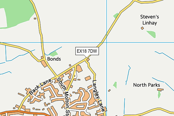 EX18 7DW map - OS VectorMap District (Ordnance Survey) EX18 7DW map - OS VectorMap District (Ordnance Survey)