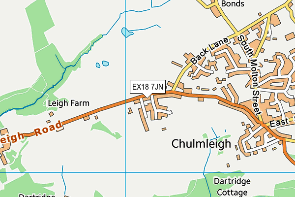EX18 7JN map - OS VectorMap District (Ordnance Survey) EX18 7JN map - OS VectorMap District (Ordnance Survey)
