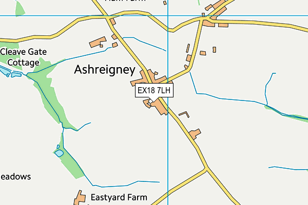 EX18 7LH map - OS VectorMap District (Ordnance Survey) EX18 7LH map - OS VectorMap District (Ordnance Survey)