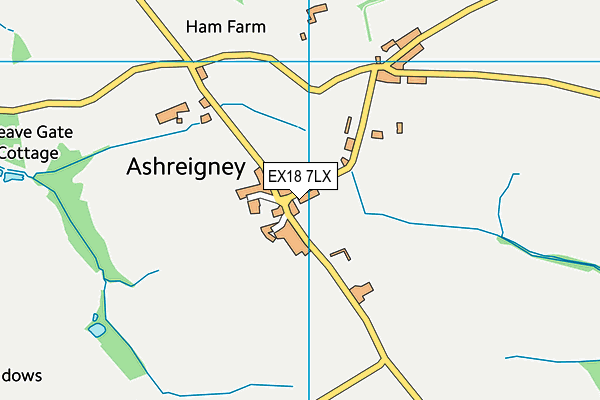 EX18 7LX map - OS VectorMap District (Ordnance Survey) EX18 7LX map - OS VectorMap District (Ordnance Survey)