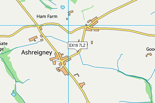 EX18 7LZ map - OS VectorMap District (Ordnance Survey) EX18 7LZ map - OS VectorMap District (Ordnance Survey)